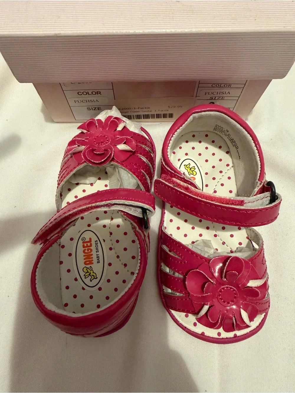 NWT Angel Baby Fuchsia Flower Sandal - Baby Girl Size 3 - Pink Patent